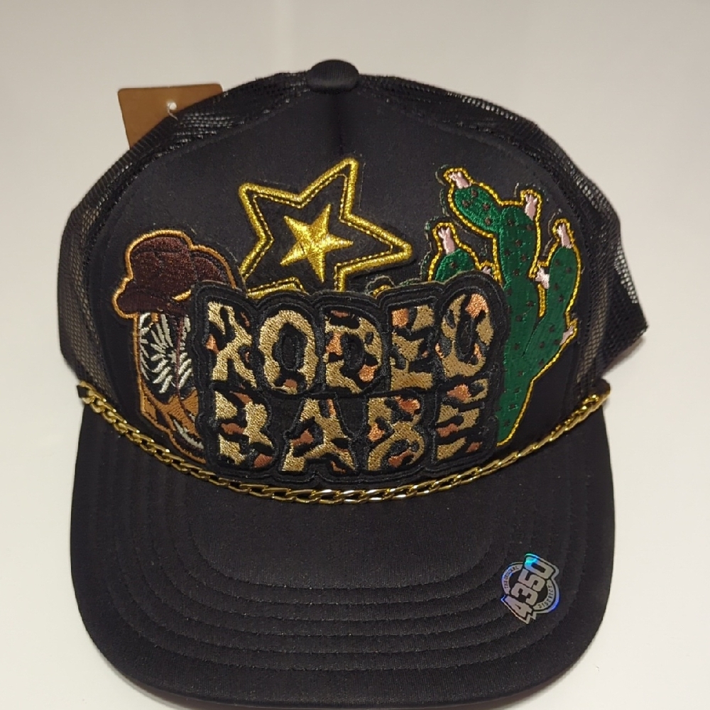 District Black Mesh Trucker Hat with Gold Detail
